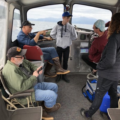 Dave, Ray and his son Carson cruising for cool fossils in Southeast Alaska with a couple of friends.