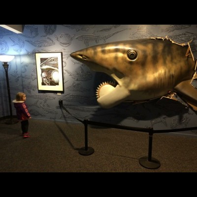 Gary Staab&rsquo;s magnificent full-scale Helicoprion bursting through the wall as part of Ray&rsquo;s traveling Buzz Saw Sharks of Long Ago exhibit at the Point Defiance Zoo and Aquarium in Tacoma, Washington.