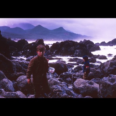 Kirk and his sister Kirsten frolicking in the tidepools along the Oregon coast in 1969.