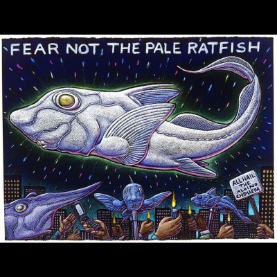 Ray’s drawing of an ultra-rare albino ratfish. It’s in the University of Washington’s fish collection.