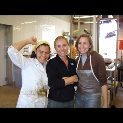 In the squid lab with fellow scientists Julie Stewart and Ashley Booth