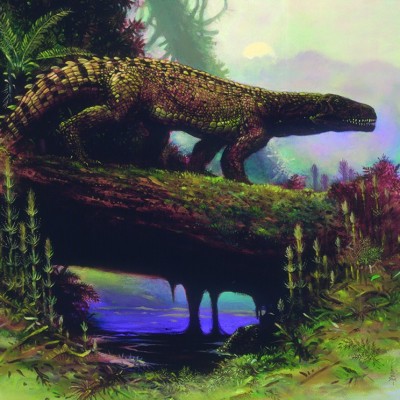 Triassic Antarctic Thecodont (Crocodilian ancestor) by William Stout