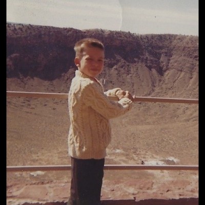 A young Ted Daeschler at the great Meteor Crater Natural Landmark in Arizona.