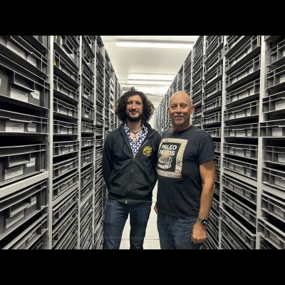 Dr Alan and Dave in the Collections Aisle