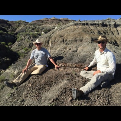 Tyler and Kirk Johnson at the K-PG boundary in Marmarth, North Dakota