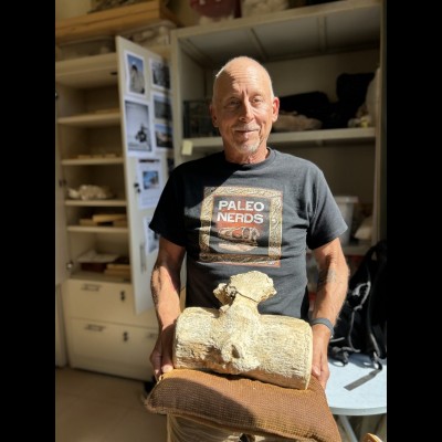 Dave with a large Basilosaurus vertebra