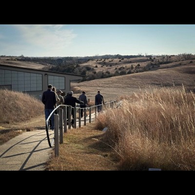 Walking down to the rhino barn at Ashfall State Park.