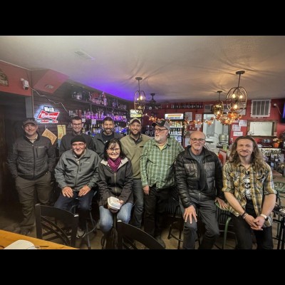 A fine round of cheesburgers was enjoyed at the Royal Bar and Grill in Royal, Nebraska by the hungry paleo crew. Feed the Troll! From left to right: Sam Matson, Daniel George (standing), Rick Otto (seated), Shane Tucker (standing), Sandy Mosel (seated), Ash, Ray, Dave and David Anderson.